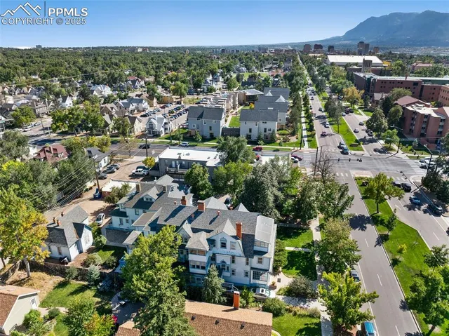 an aerial view of a city