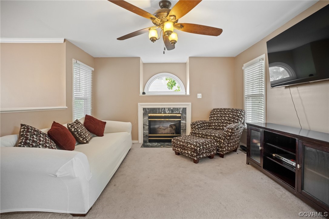 5331 Gatebridge Road North Chesterfield, VA 23234 - Photo 8 of 29 a living room with furniture a fireplace and a flat screen tv