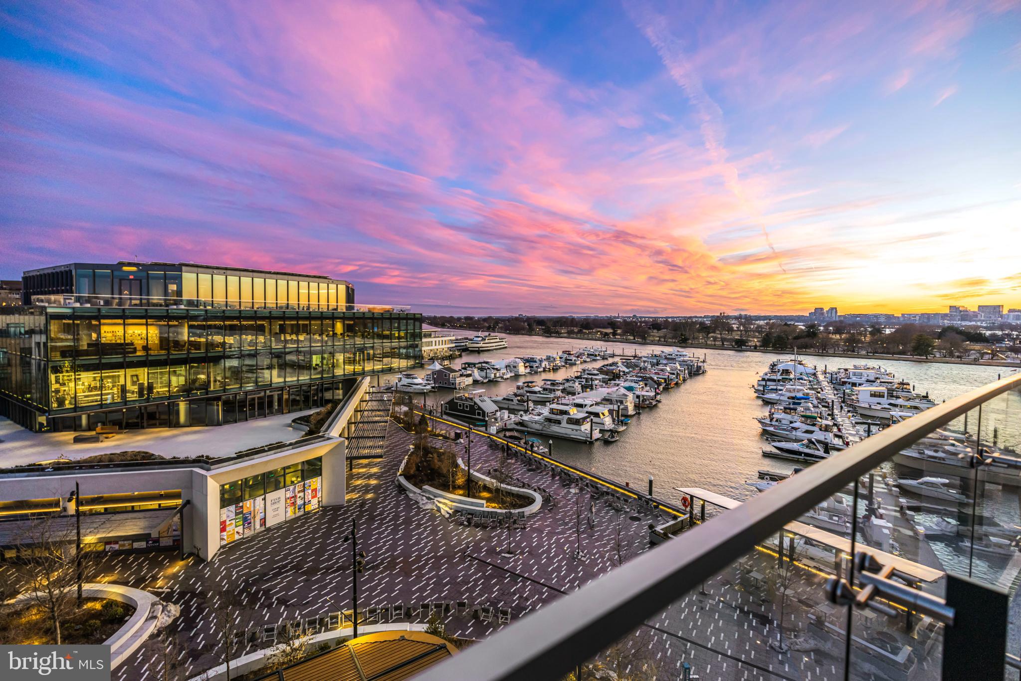 a view of a balcony with city view