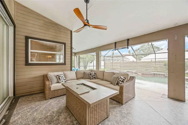 a view of a swimming pool with a patio