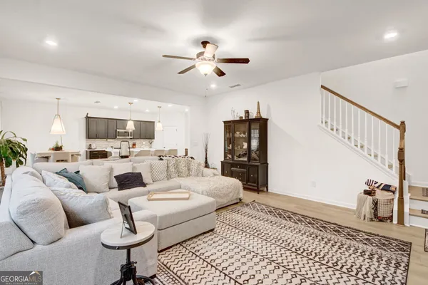 a living room with furniture