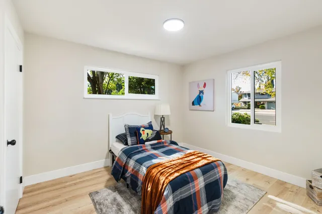 a workspace with furniture and rug