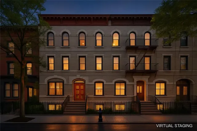 a front view of residential houses