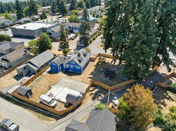 a view of a yard with trees