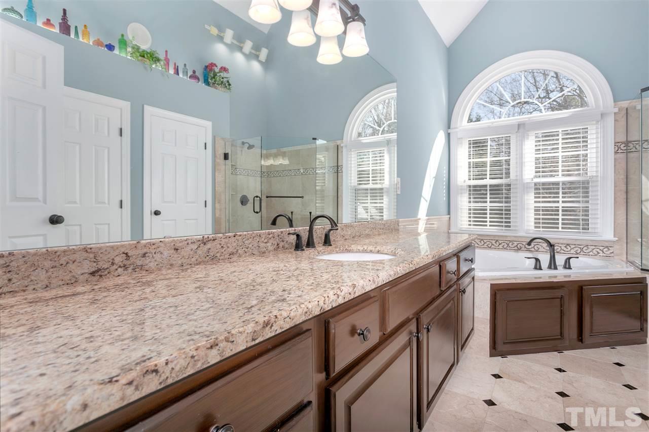 8005 Kukui Court Raleigh, NC 27613 - Photo 10 of 30 a bathroom with a granite countertop sink and a large mirror