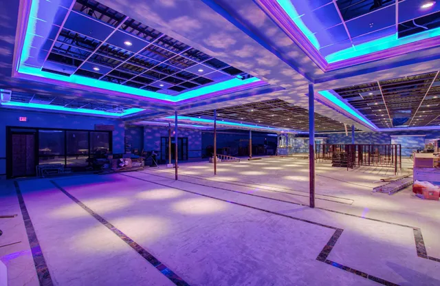 a view of a indoor basketball room