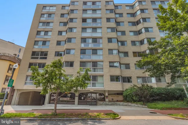 a front view of a multi story building