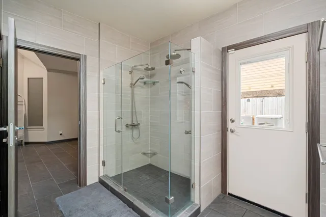 a view of a bathroom with a shower