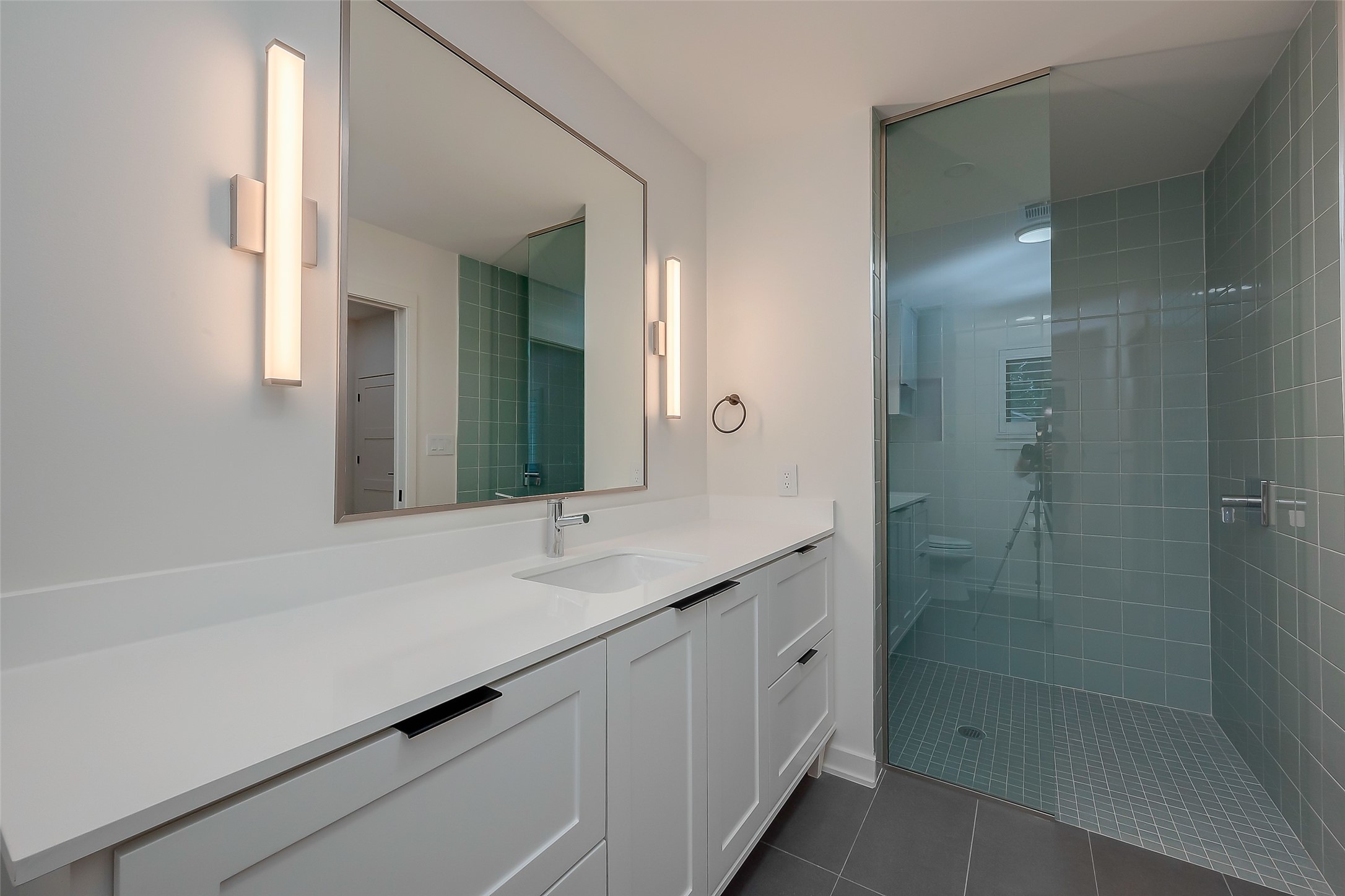 2702 Delano Street Houston, TX 77004 - Photo 39 of 45 a bathroom with a shower sink and mirror