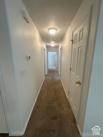 8196 North Cedar Springs Road, Unit 2 Eagle Mountain, UT 84005 - Photo 11 of 22 Corridor with dark carpet and a textured ceiling