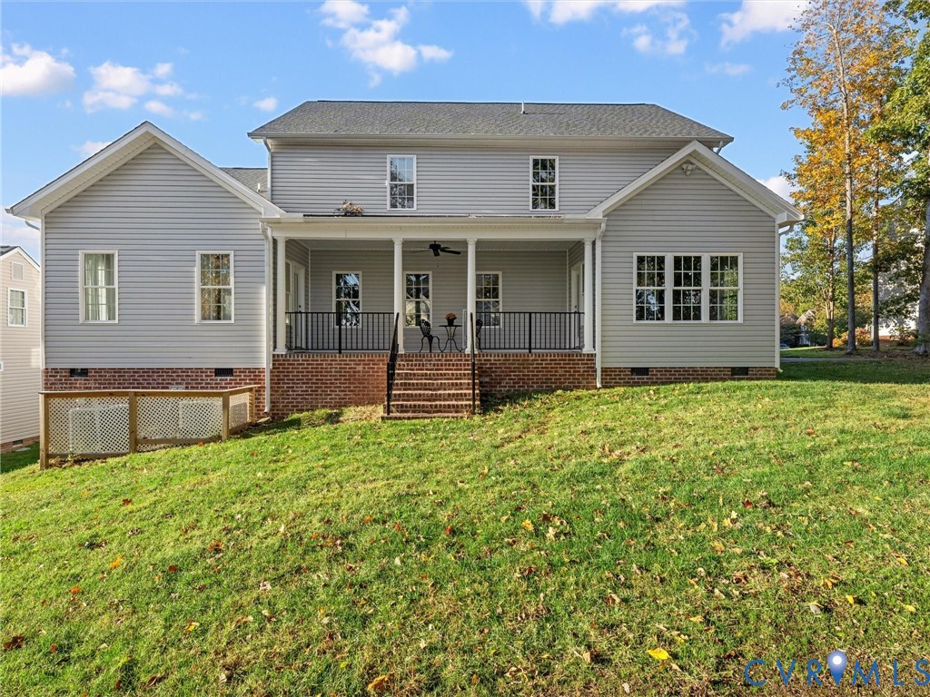 9018 Mahogany Drive Chesterfield, VA 23832 - Photo 31 of 49 Rear view of house featuring crawl space, a porch,
