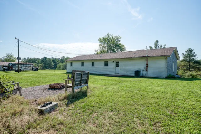 a view of a garden with trees
