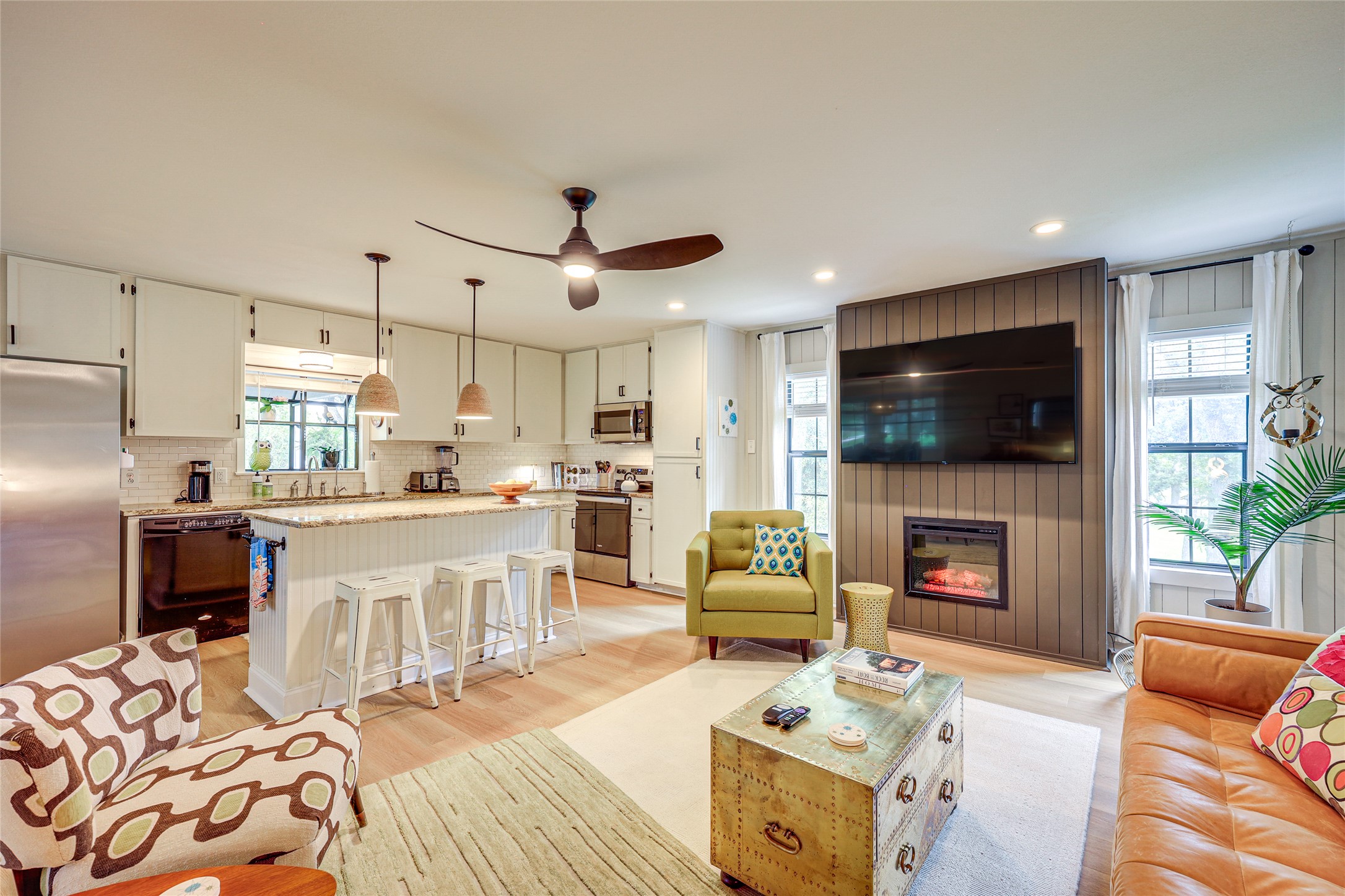 279 Waltons Way Seguin, TX 78155 - Photo 40 of 40 a living room with furniture flat screen tv and a fireplace