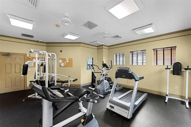 a view of a room with gym equipment