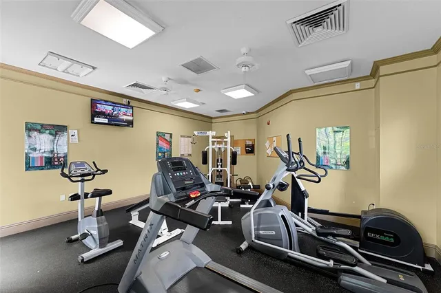 a room with gym equipment