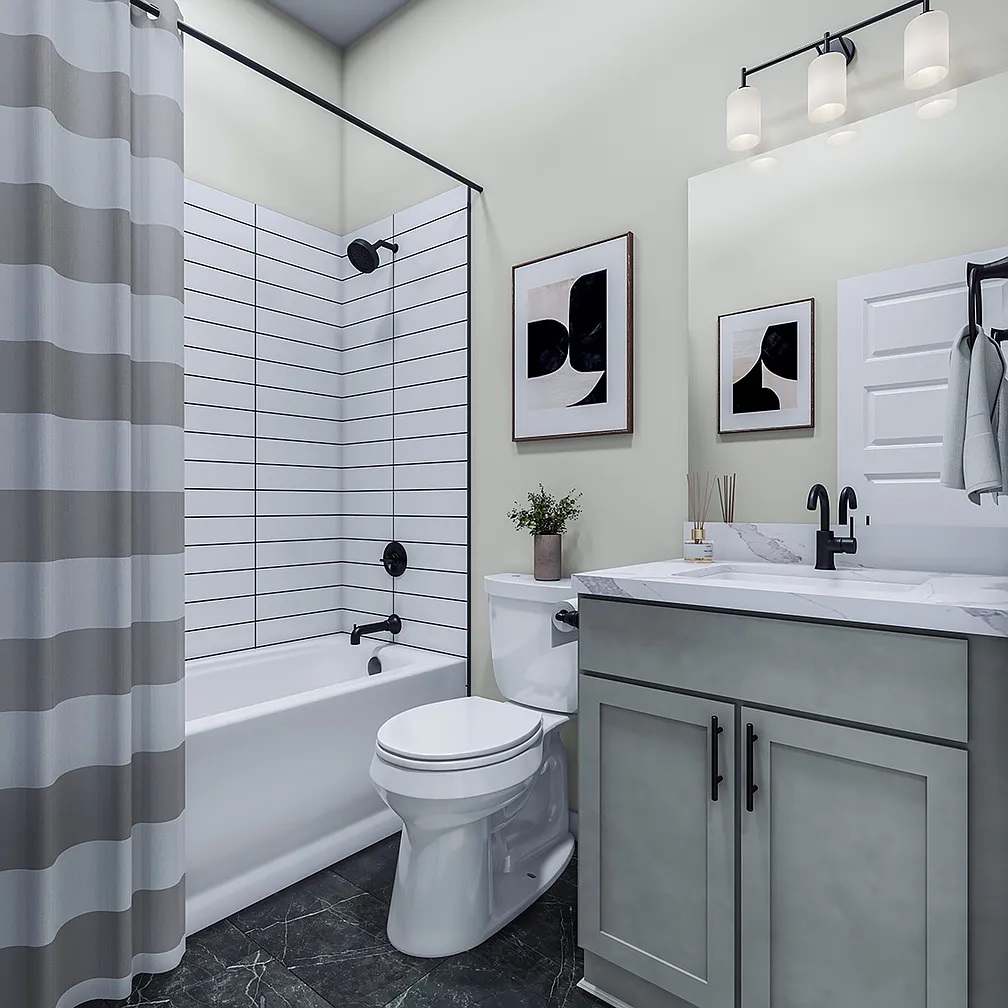 1141 Willie Rnch Way Leander, TX 78641 - Photo 13 of 21 A well-appointed bath features a sleek vanity, modern fixtures, and crisp tile work.