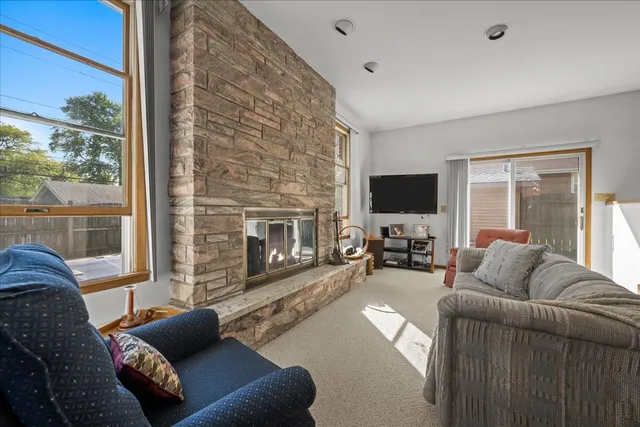 a living room with furniture and a couch