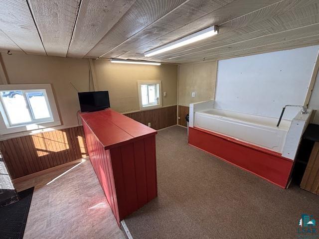 3360 North Leighton Road Hibbing, MN 55746 - Photo 33 of 60 Unfurnished office featuring wainscoting, wooden walls, and carpet floors