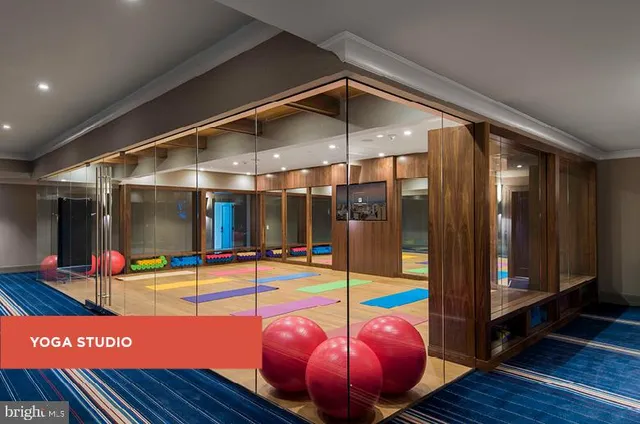 a view of a room with gym equipment