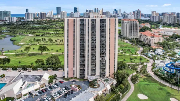 a view of a city with tall buildings