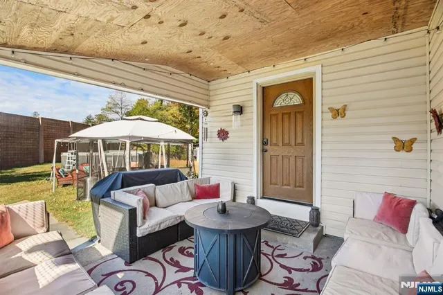 a outdoor space with patio furniture