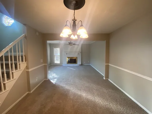 a view of a livingroom with a chandelier