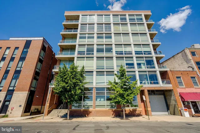 front view of building with a street