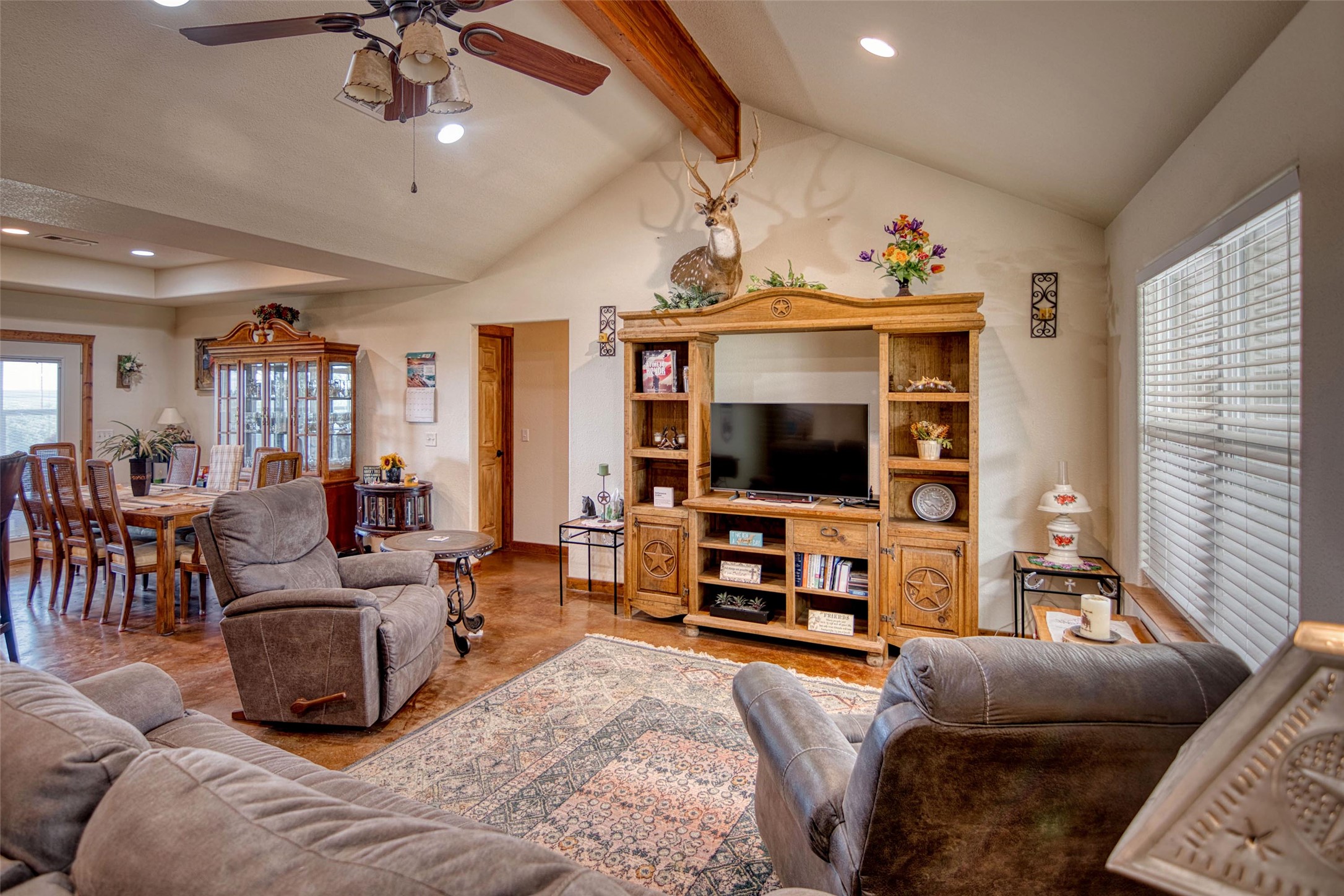 12119 Highway 29 Llano, TX 78643 - Photo 6 of 40 Living area with a ceiling fan and recessed lighting