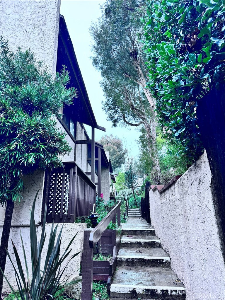 a view of stairs and patio