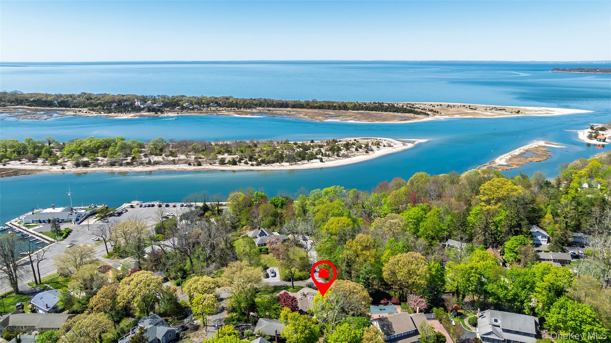Aerial View looking towards Stony Brook Harbor and the Long Island Sound