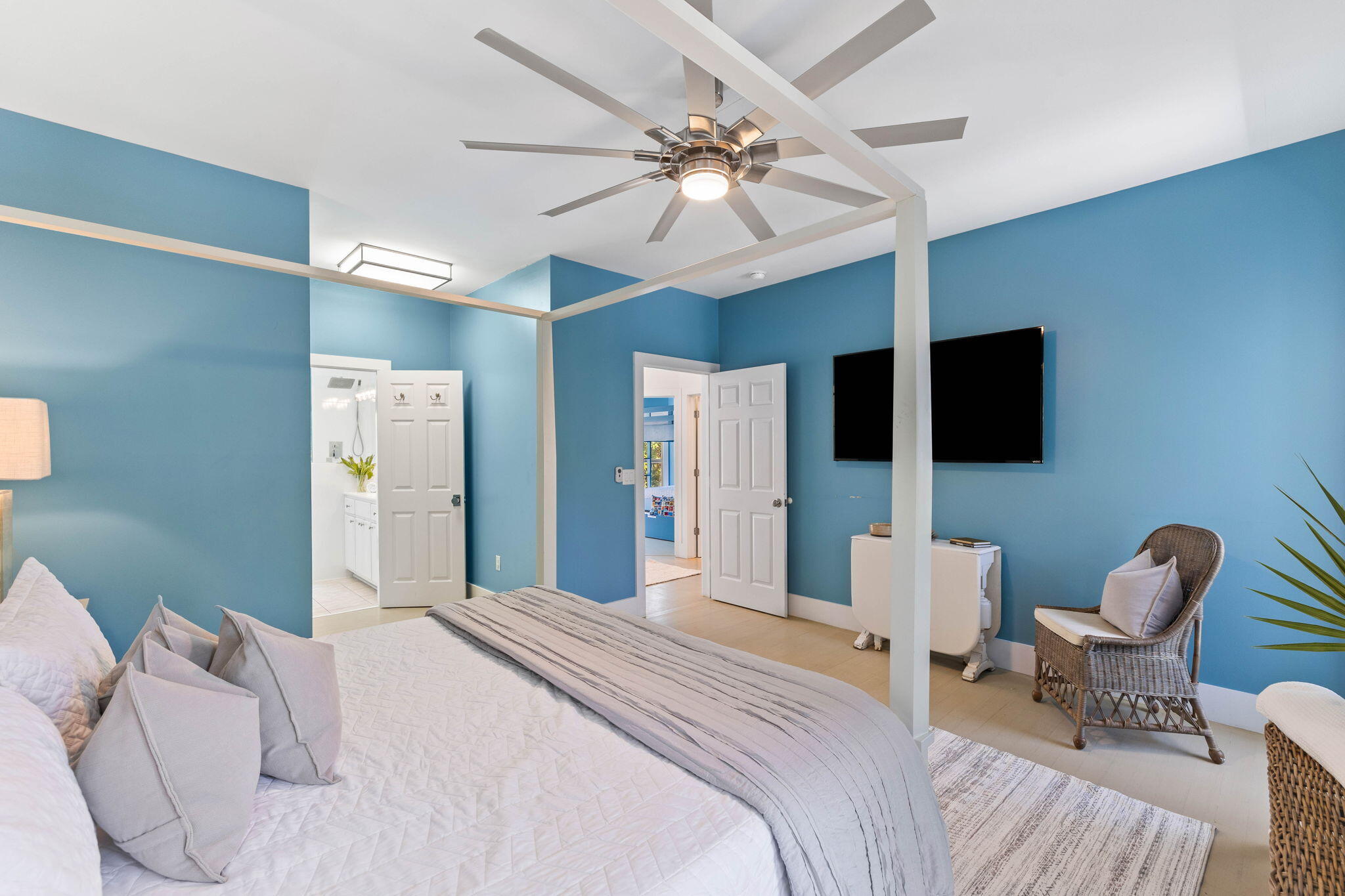 429 Montigo Avenue Santa Rosa Beach, FL 32459 - Photo 30 of 62 a bedroom with a bed and a flat screen tv