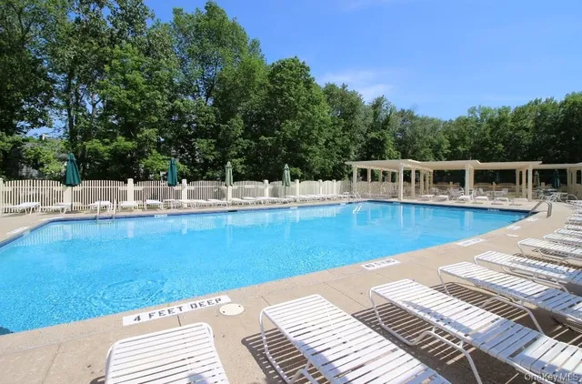 a view of a lake with a garden