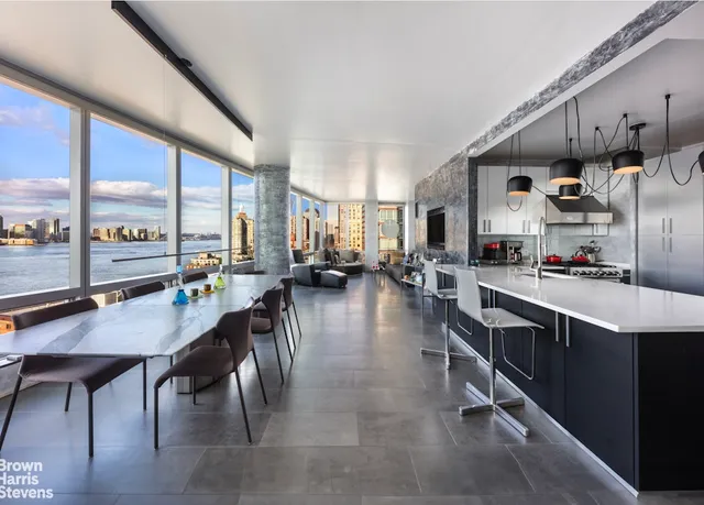 a kitchen with lots of counter top space
