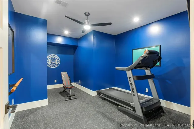 a room with gym equipment