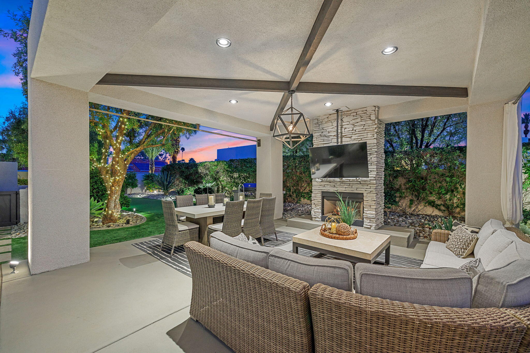 36725 Palm View Road Rancho Mirage, CA 92270 - Photo 19 of 136 a living room with fireplace furniture and a floor to ceiling window