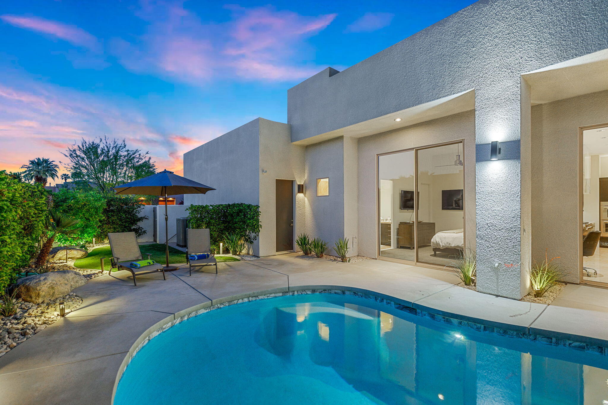 36725 Palm View Road Rancho Mirage, CA 92270 - Photo 26 of 136 a swimming pool with outdoor seating yard and patio