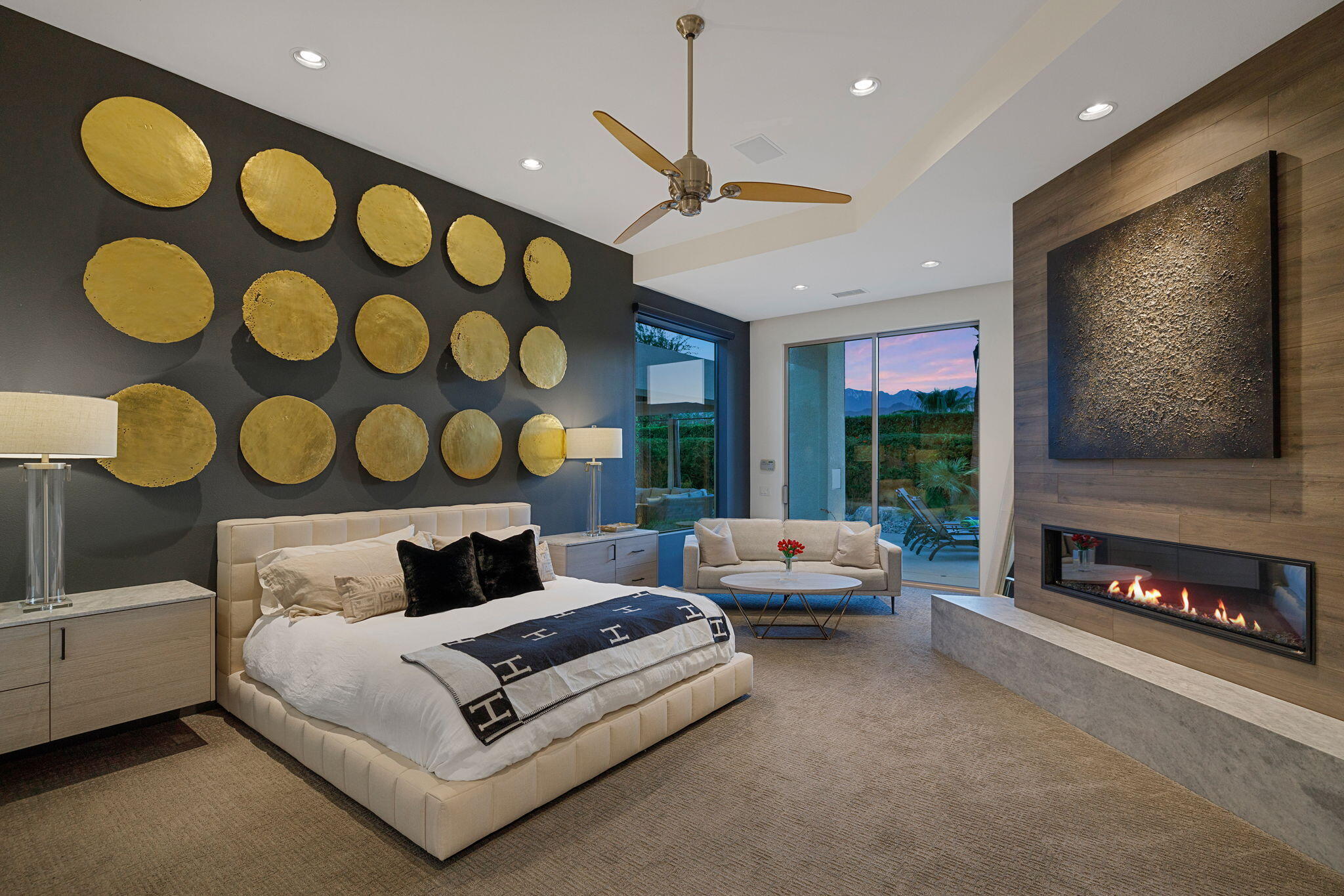 36725 Palm View Road Rancho Mirage, CA 92270 - Photo 35 of 136 a bedroom with furniture and a flat screen tv