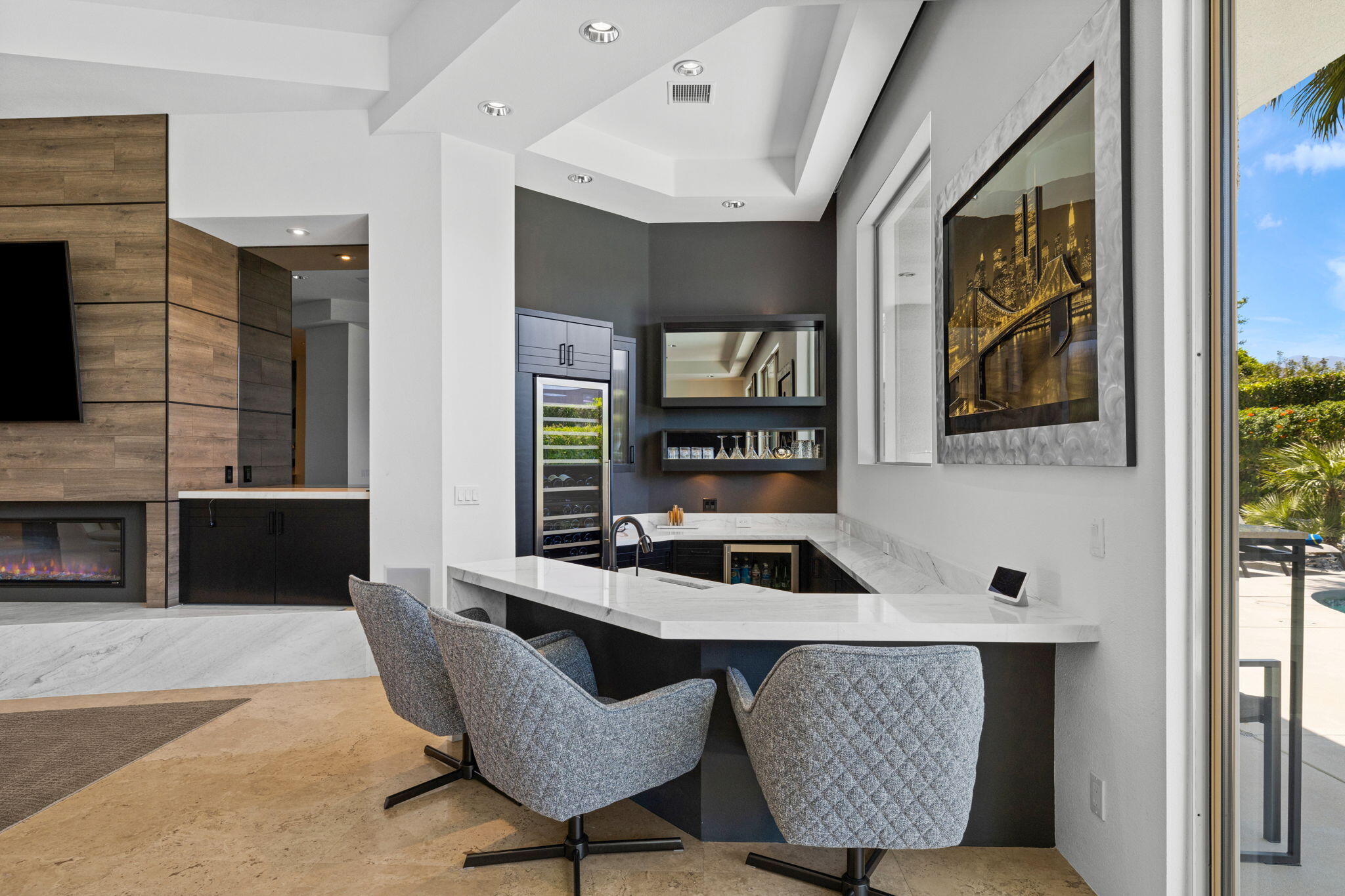 36725 Palm View Road Rancho Mirage, CA 92270 - Photo 41 of 136 a living room with furniture and a fireplace