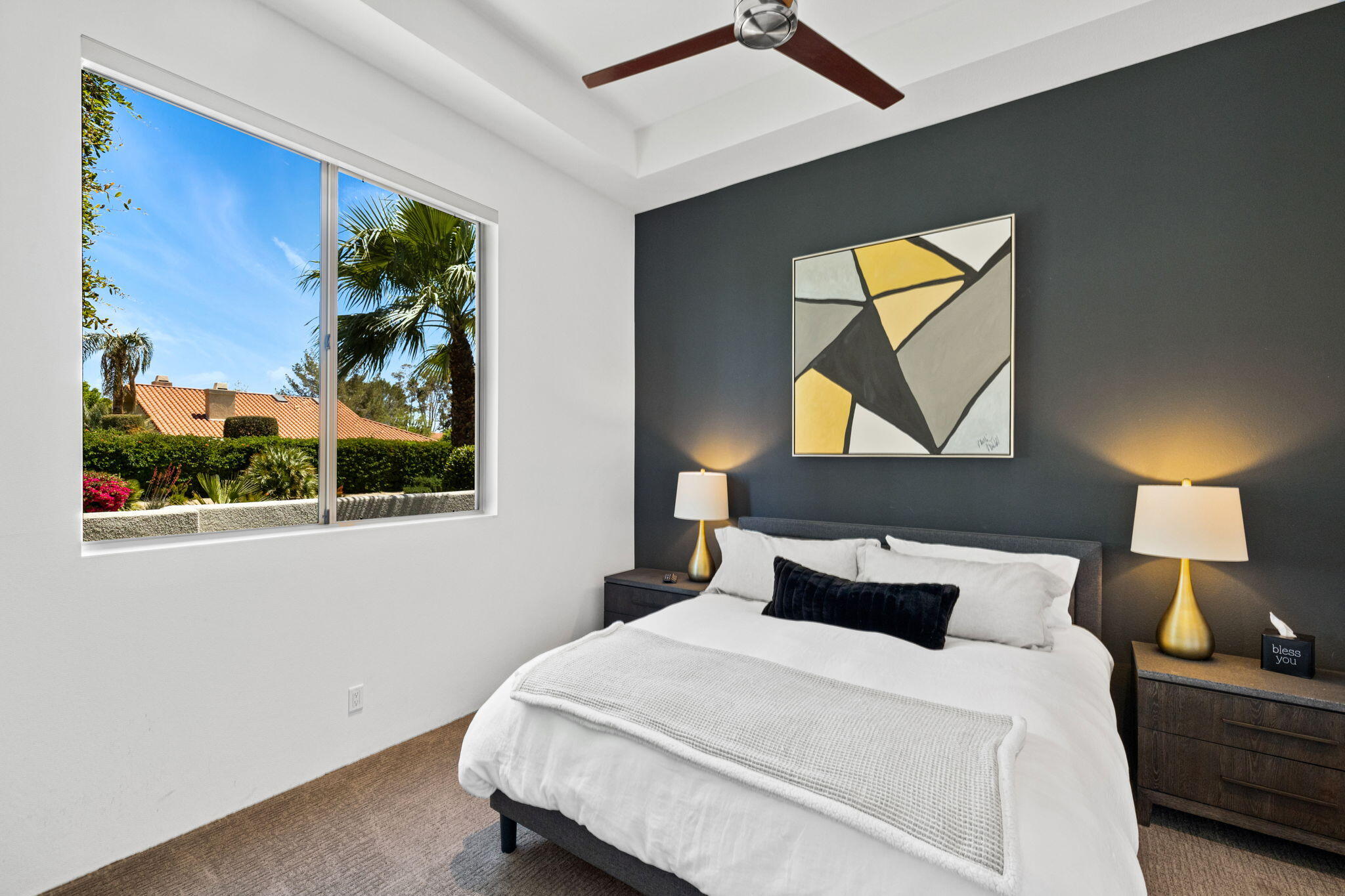 36725 Palm View Road Rancho Mirage, CA 92270 - Photo 91 of 136 a bedroom with a bed and a painting on the wall
