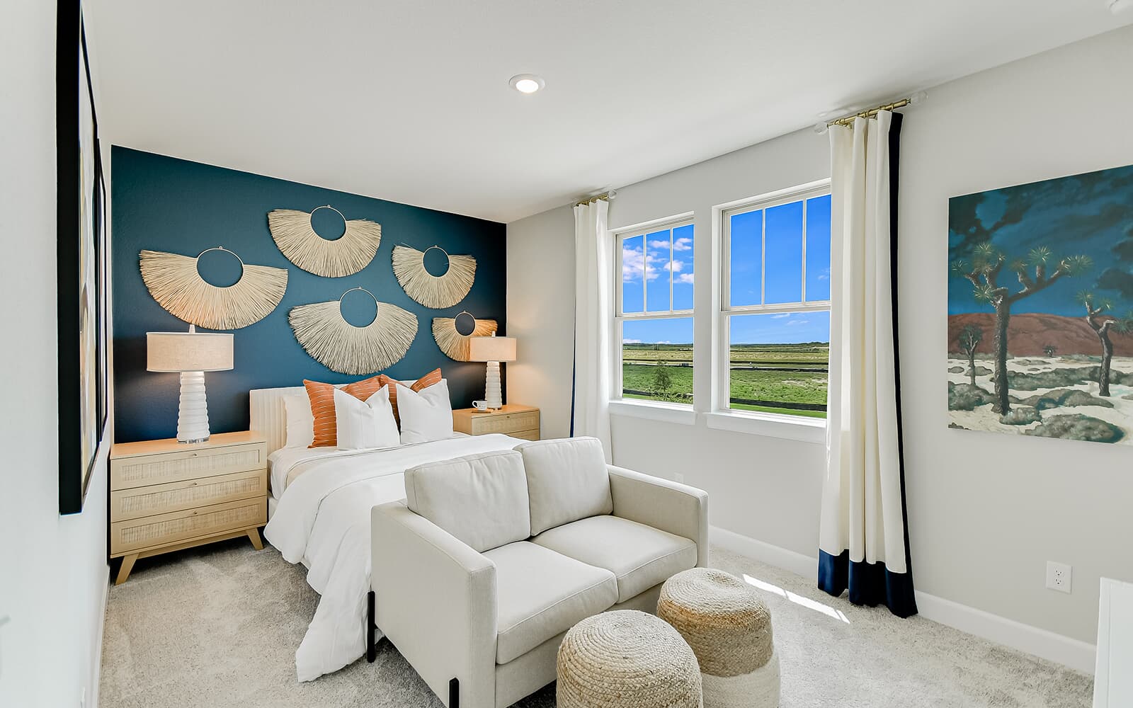 8818 Marmoset Way Austin, TX 78744 - Photo 7 of 19 Bedroom featuring an accent wall, carpet, and recessed lighting