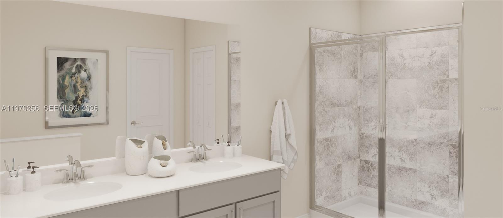 815 Kapi Drive Groveland, FL 34736 - Photo 3 of 30 a bathroom with a double vanity sink and a mirror