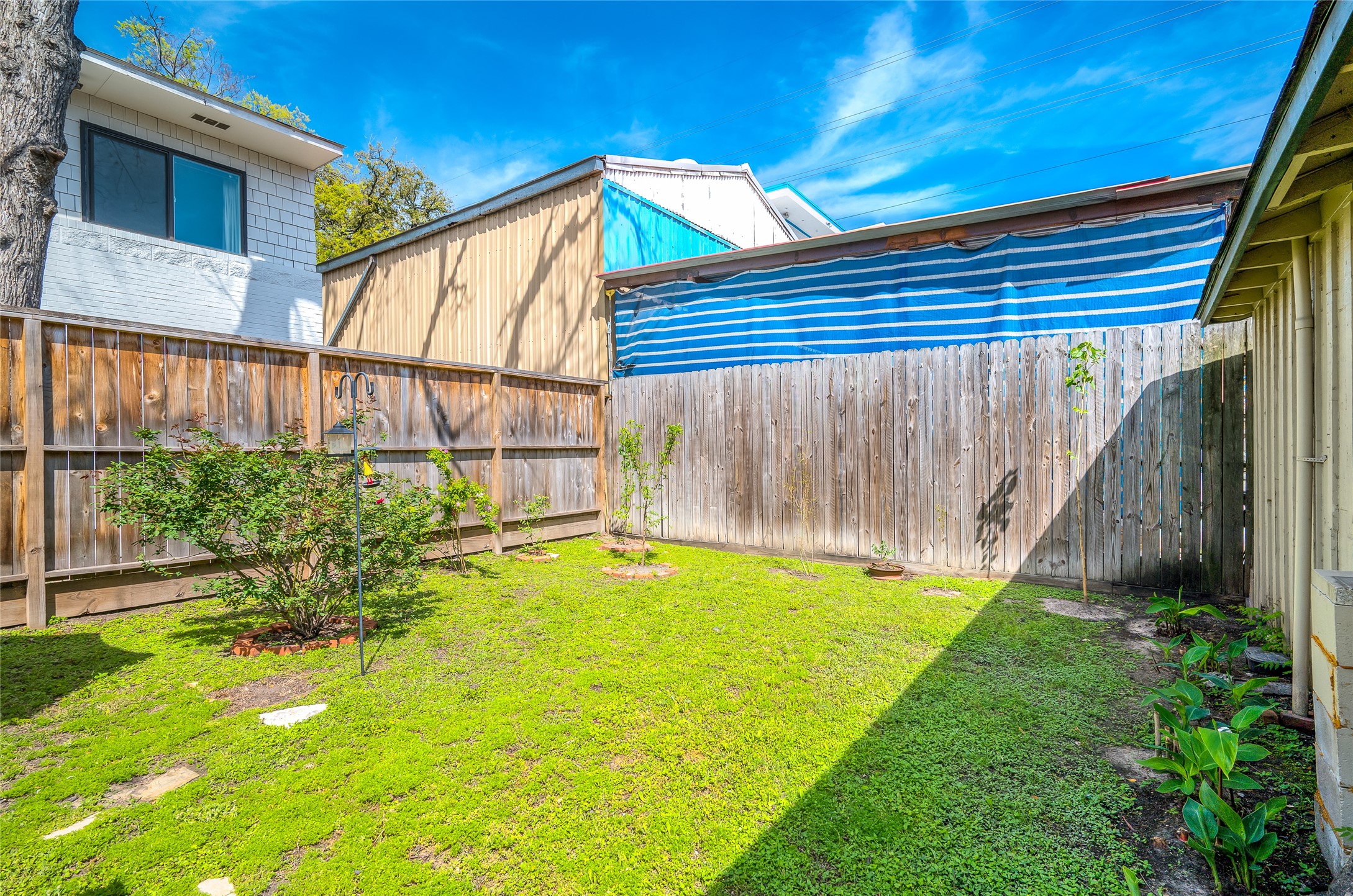 2503 Park Street Houston, TX 77098 - Photo 19 of 23 a backyard of a house with plants and wooden fence