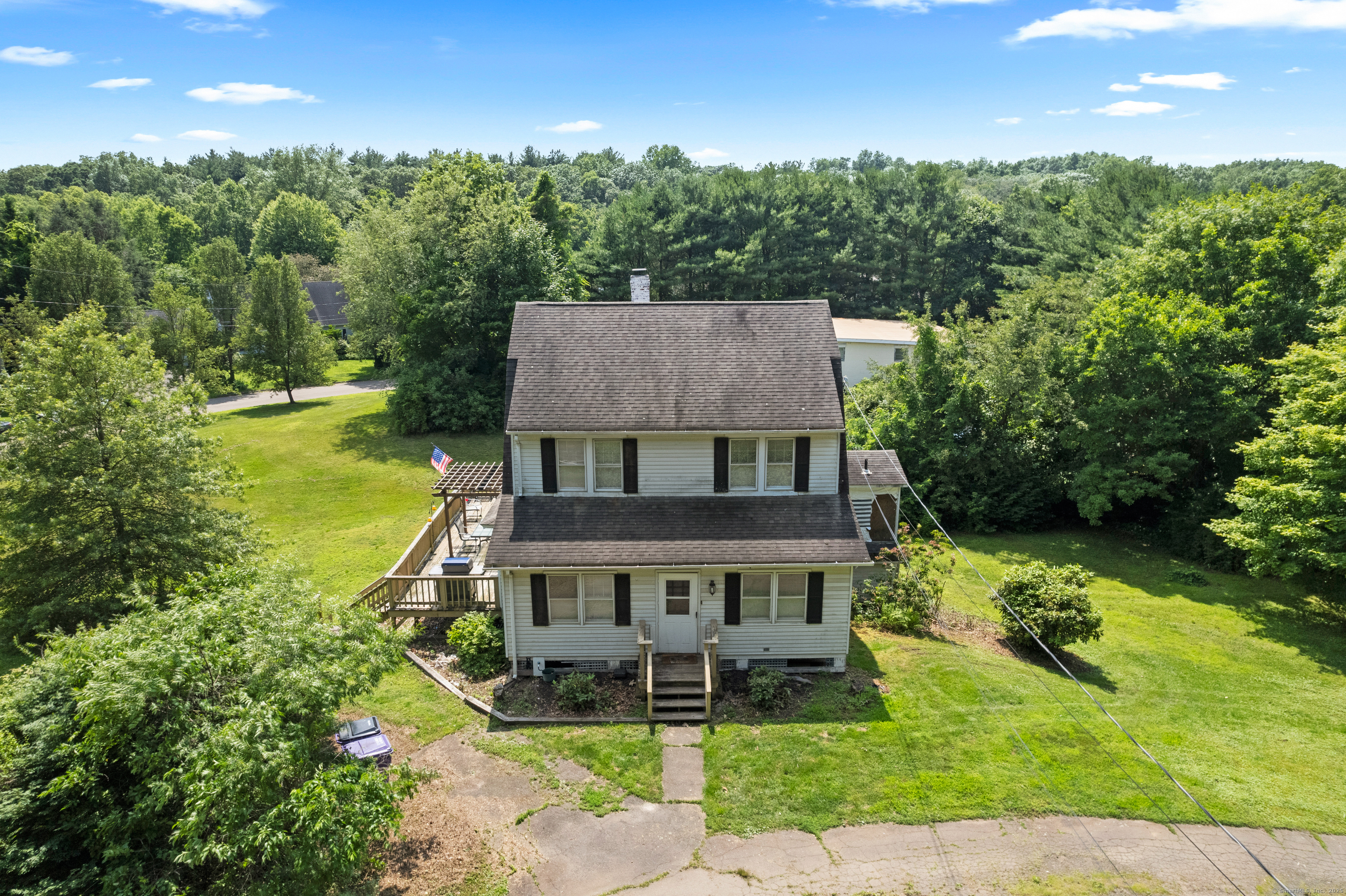 an aerial view of a house