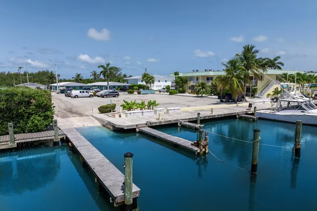 a view of a lake with couches chairs
