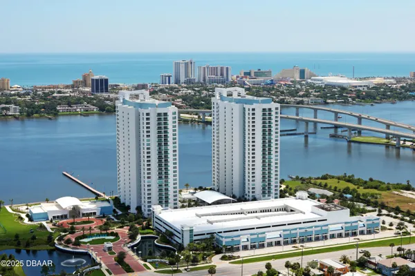 a view of a city with tall buildings