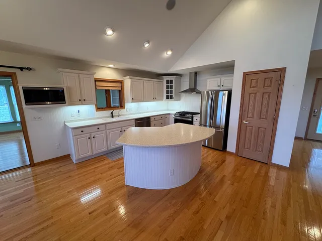 a view of a room with racks on the wall