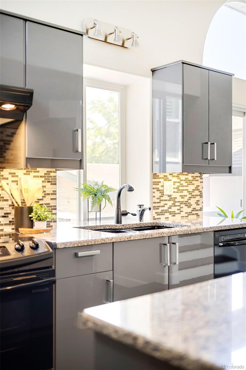 550 Madison Street Denver, CO 80206 - Photo 14 of 39 a kitchen with stainless steel appliances granite countertop a sink and a stove
