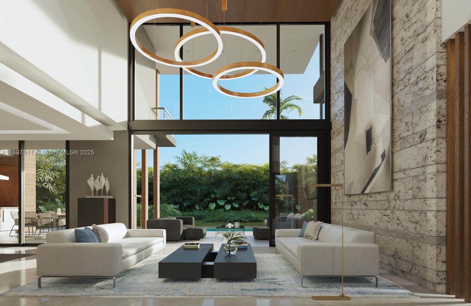 8835 Froude Avenue Surfside, FL 33154 - Photo 10 of 13 a living room with furniture and a floor to ceiling window