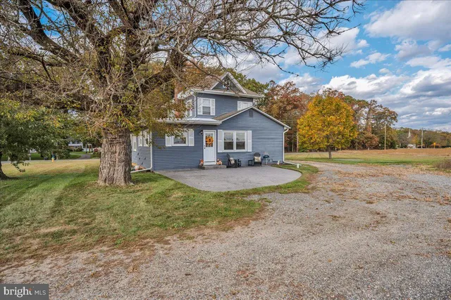 a view of a house with backyard and tree