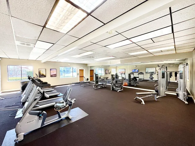 a room with gym equipment
